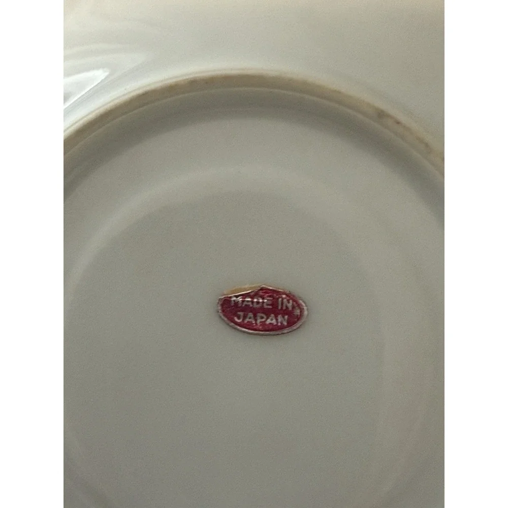 Vintage 1950s Japan Demitasse Cup Saucer Pink Roses Gold Lusterware Porcelain